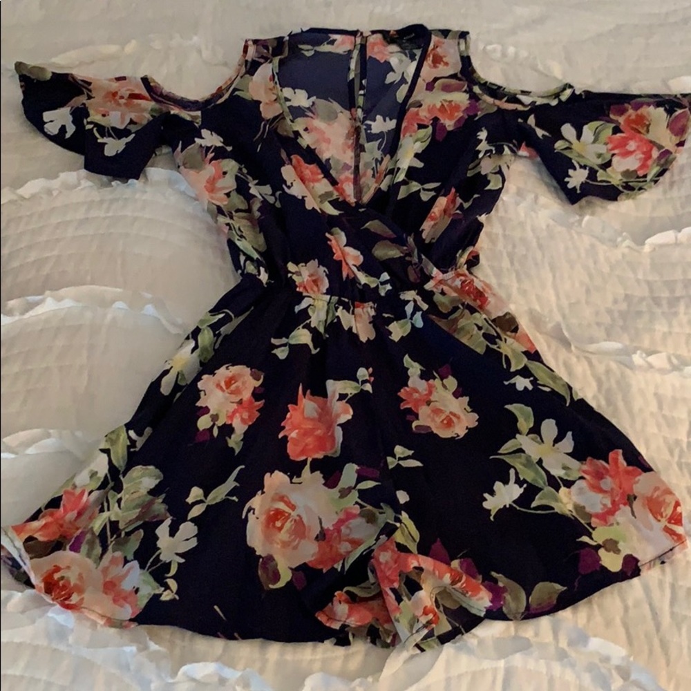 Aqua Floral romper